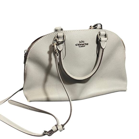 $375 COACH Polished Pebble Leather Quinn Satchel Gray Silver Purse Handbag - Picture 1 of 16